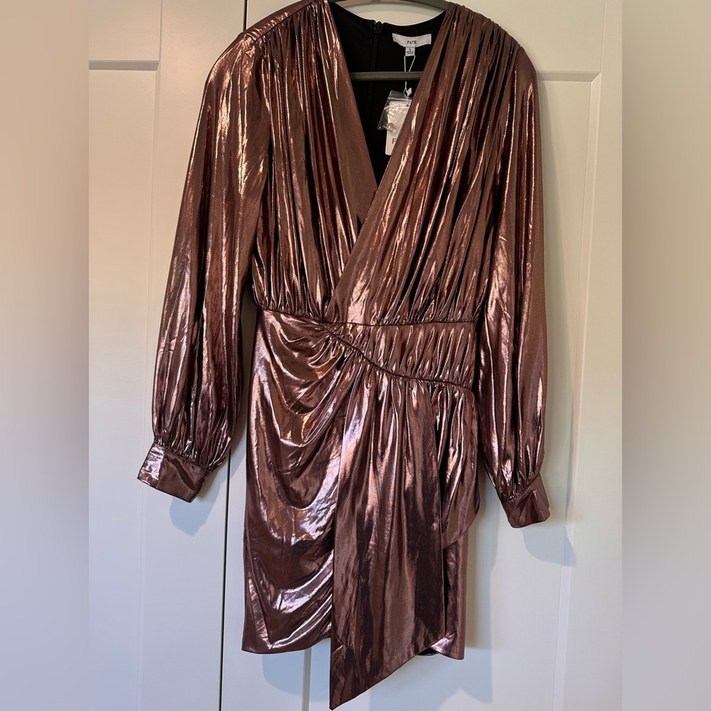 Metallic Rose Gold Lamé dress